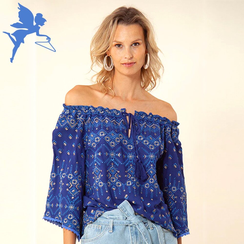 HALE BOB Dida Embroidered Off the Shoulder Top